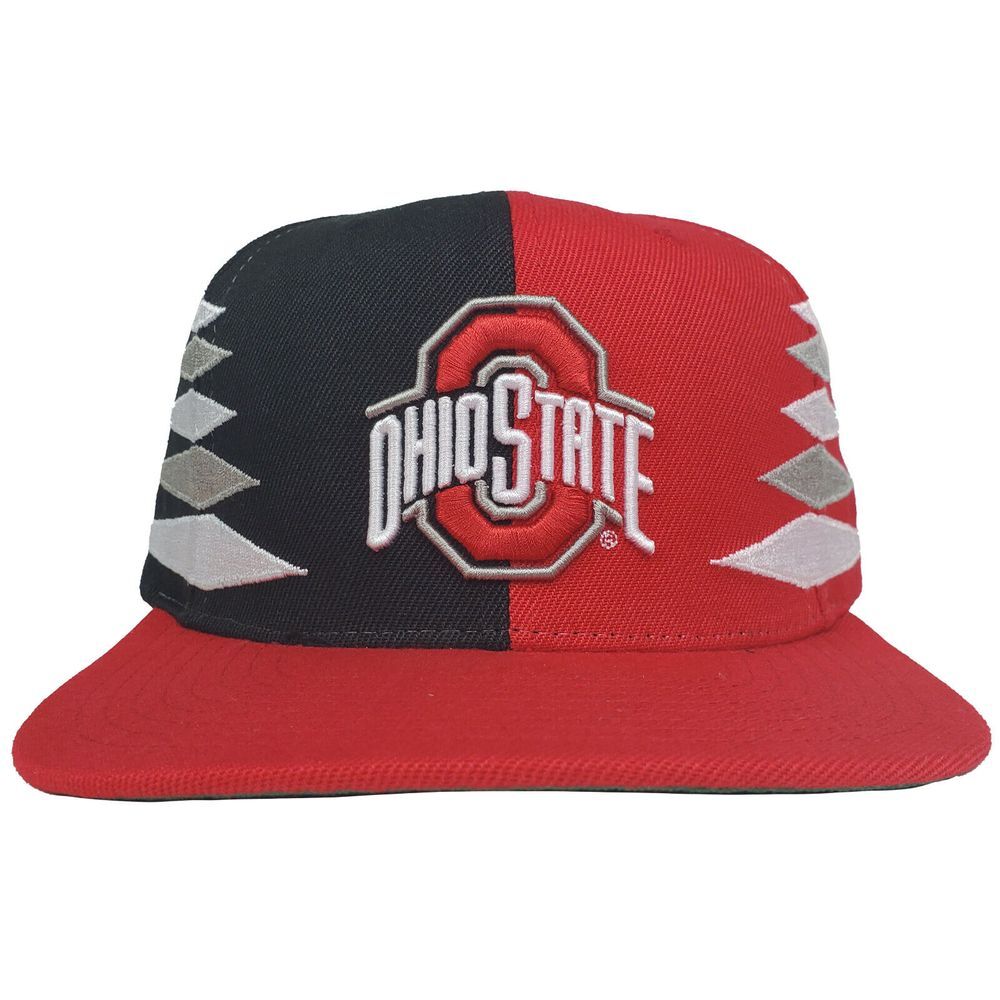 Ohio State Buckeyes Mitchell & Ness NCAA Snapback Hat Cap 3D Logo Red Black New